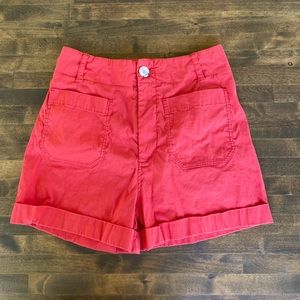 Anthropologie High-Waisted Tomato Red Shorts, Great Cond., Sz 30